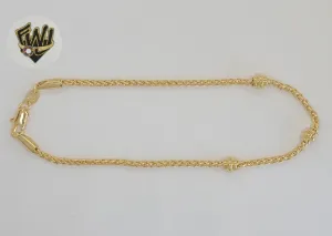 (1-0061) Gold Laminate - 2.5mm Wheat Link Anklet - 10 - BGF