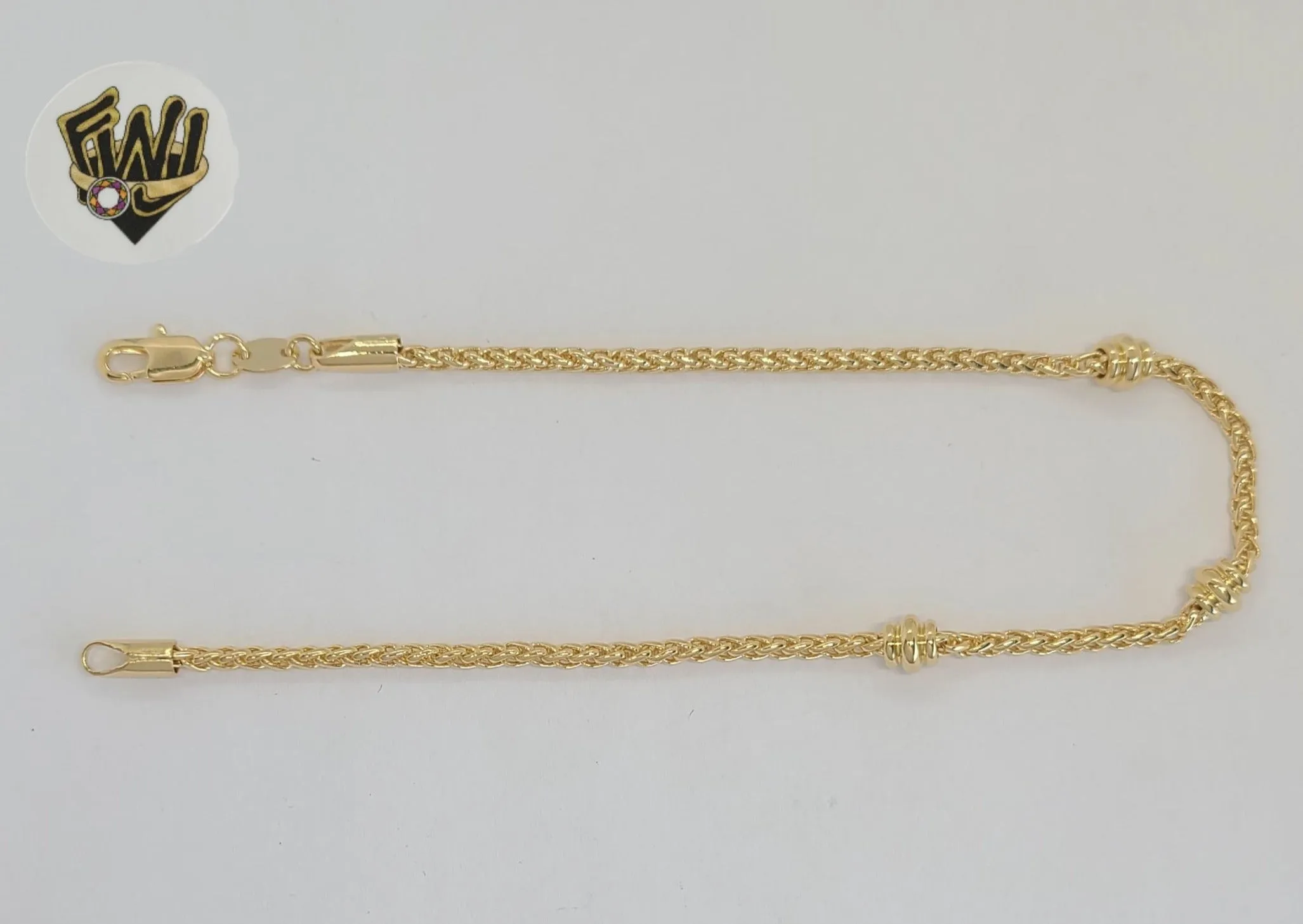 (1-0061) Gold Laminate - 2.5mm Wheat Link Anklet - 10 - BGF