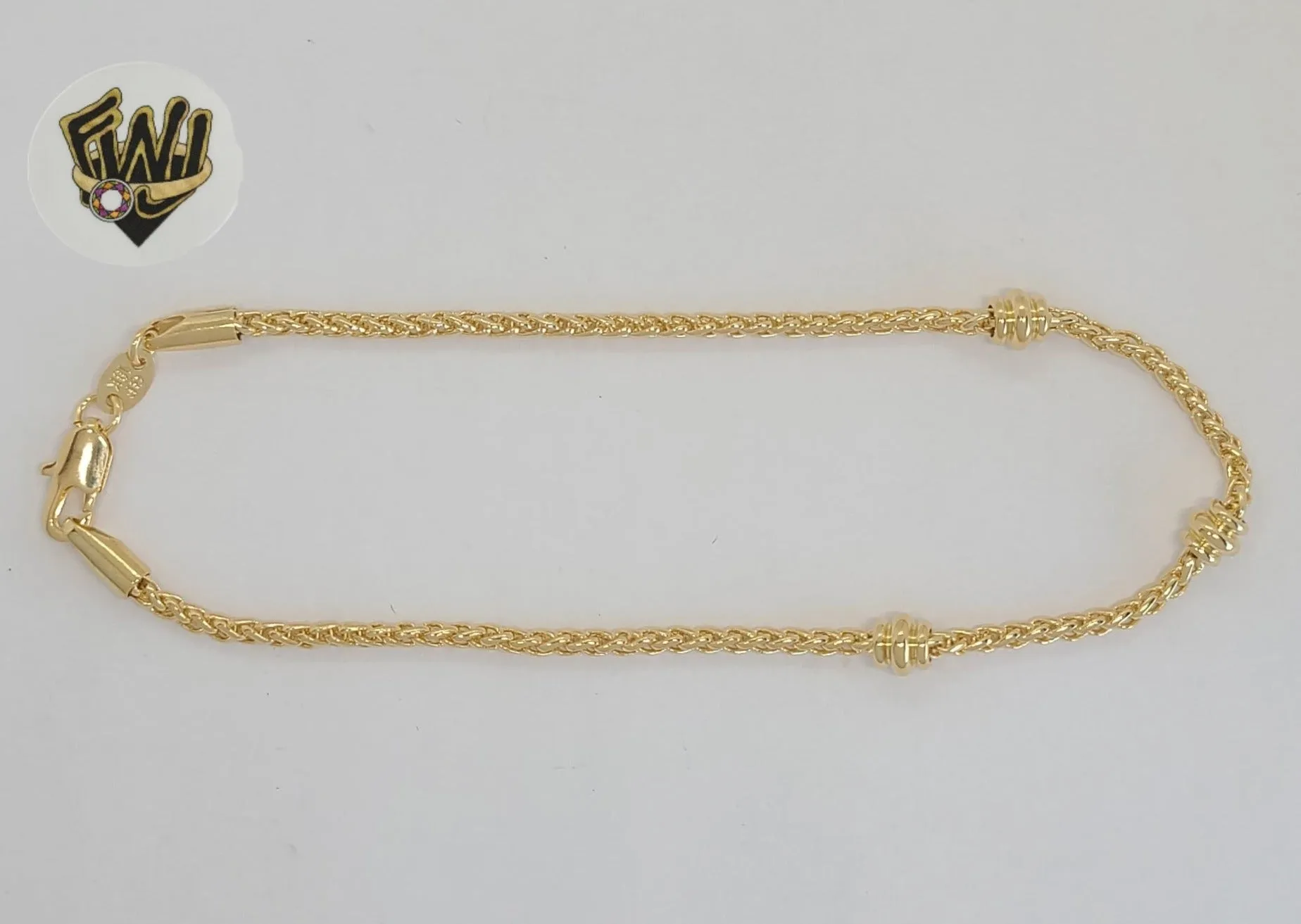 (1-0061) Gold Laminate - 2.5mm Wheat Link Anklet - 10 - BGF