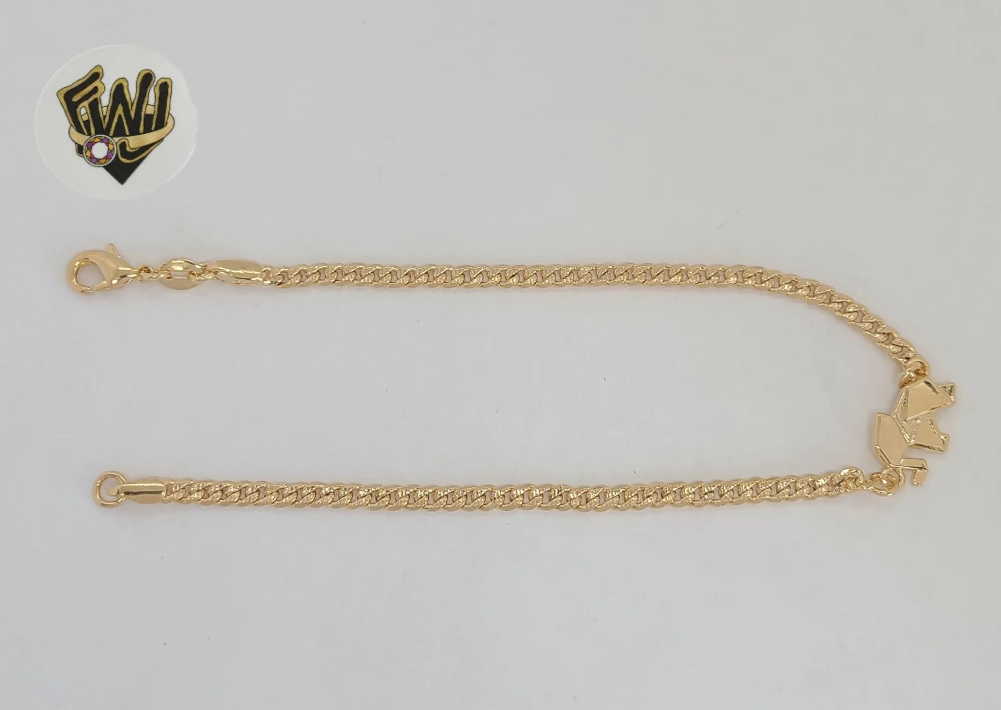 (1-0115) Gold Laminate - 3.5mm Curb Link Elephants Anklet - 9.5 - BGF