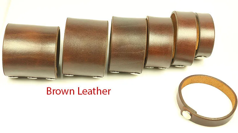 1 5/8" Wide Brown Leather Wristband