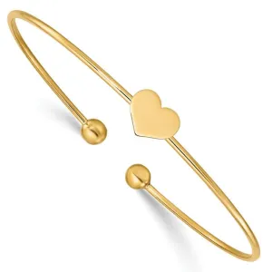 14K Polished Heart Flexible Bangle