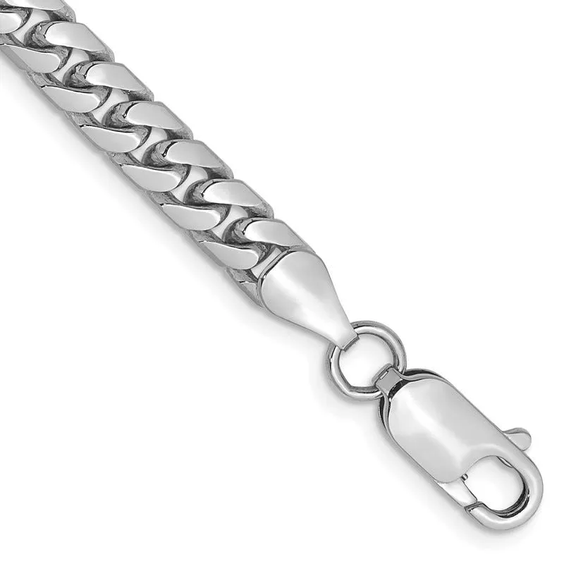 14K White Gold 5mm Solid Miami Cuban Link with Lobster Clasp Bracelet