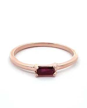 14K Yellow Gold Stackable Ruby Ring