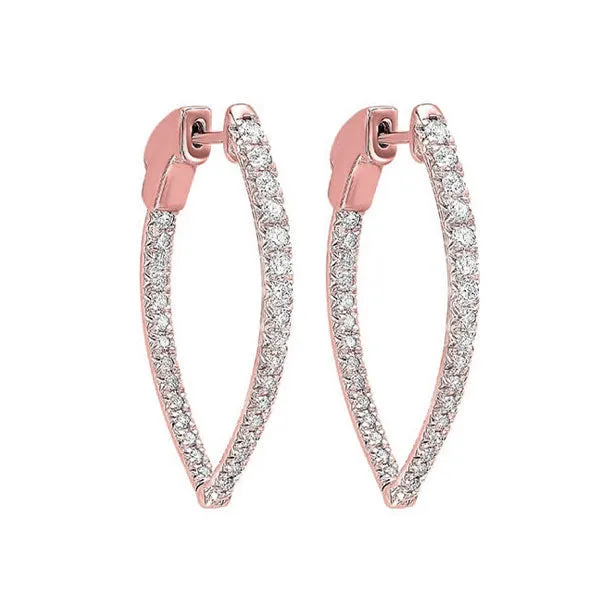 14KT Pink Gold & Diamond Hoop Fashion Earrings  - 1/2 ctw