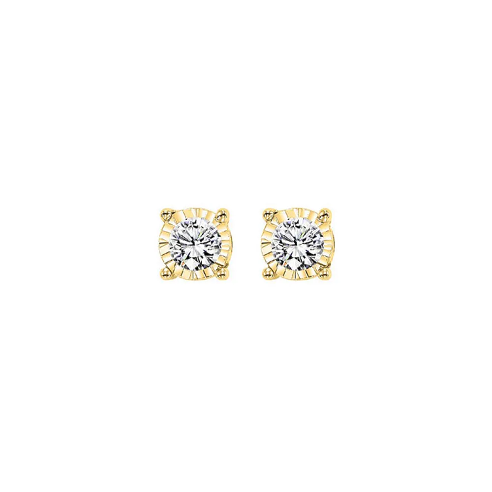 14KT Yellow Gold & Diamond Tru Reflection Fashion Earrings    - 1/3 ctw