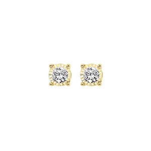 14KT Yellow Gold & Diamond Tru Reflection Fashion Earrings    - 1/3 ctw