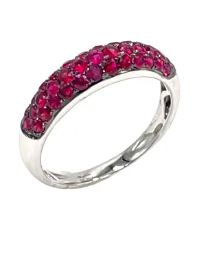 18K White Gold Pave Set Ruby Ring