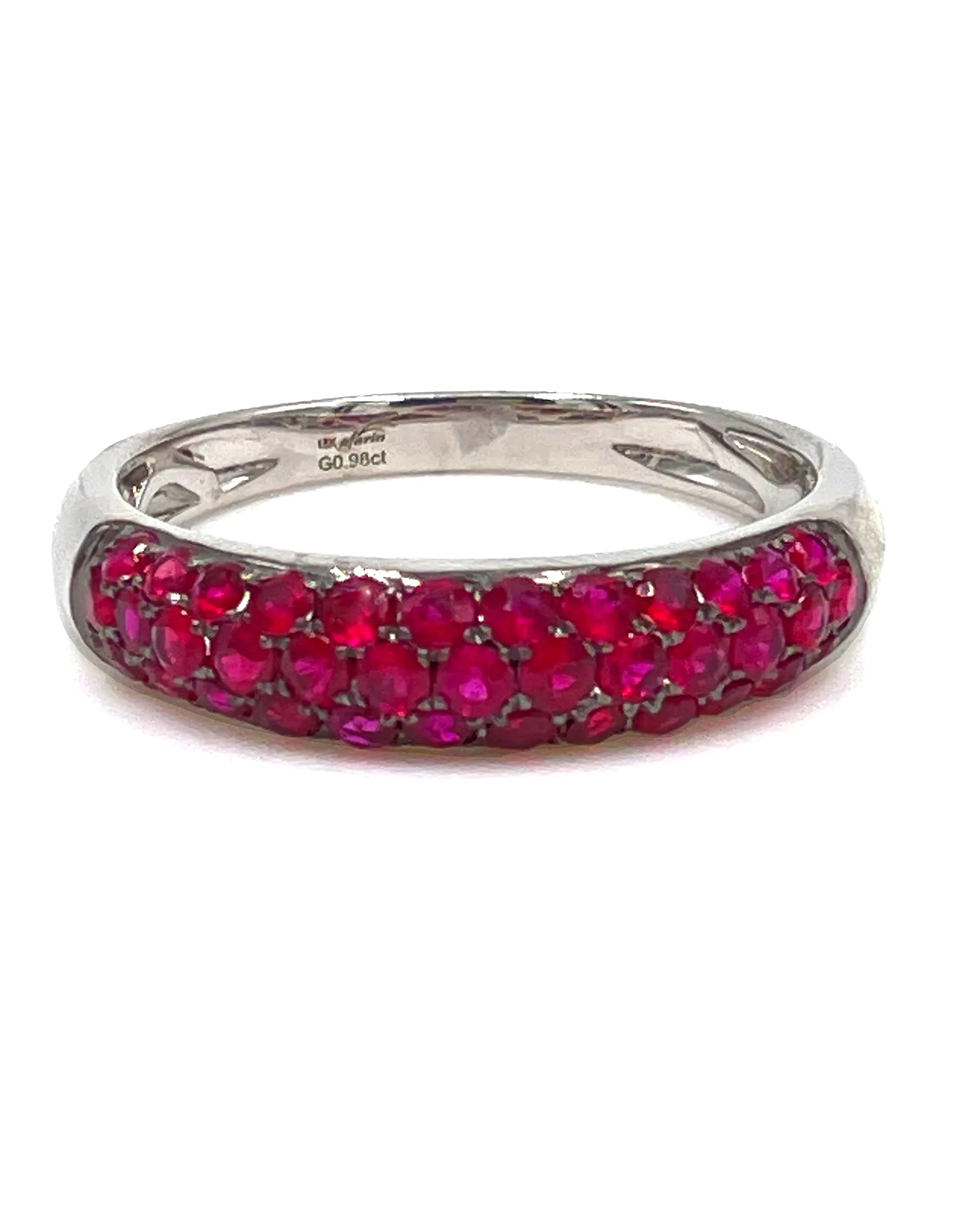 18K White Gold Pave Set Ruby Ring