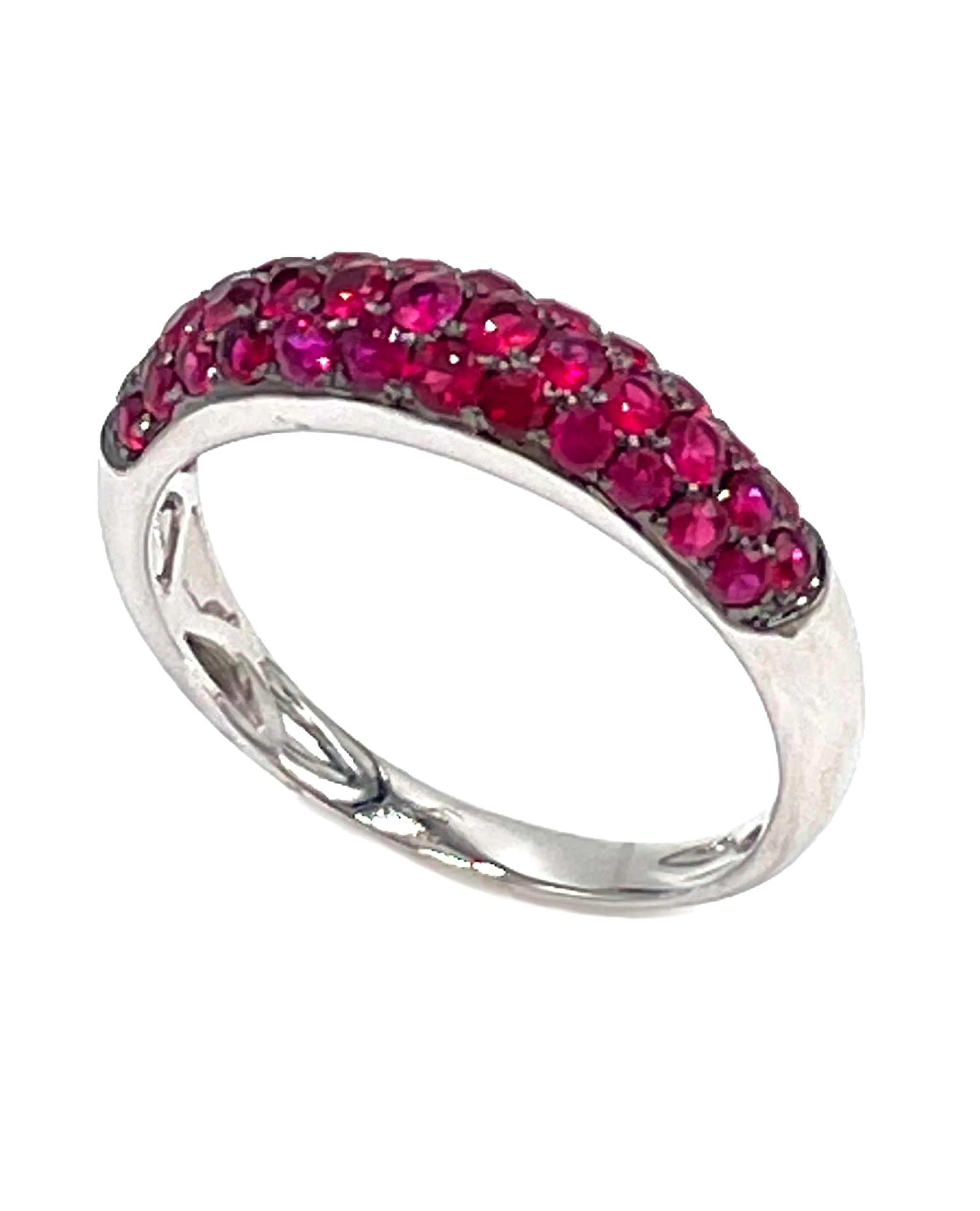 18K White Gold Pave Set Ruby Ring