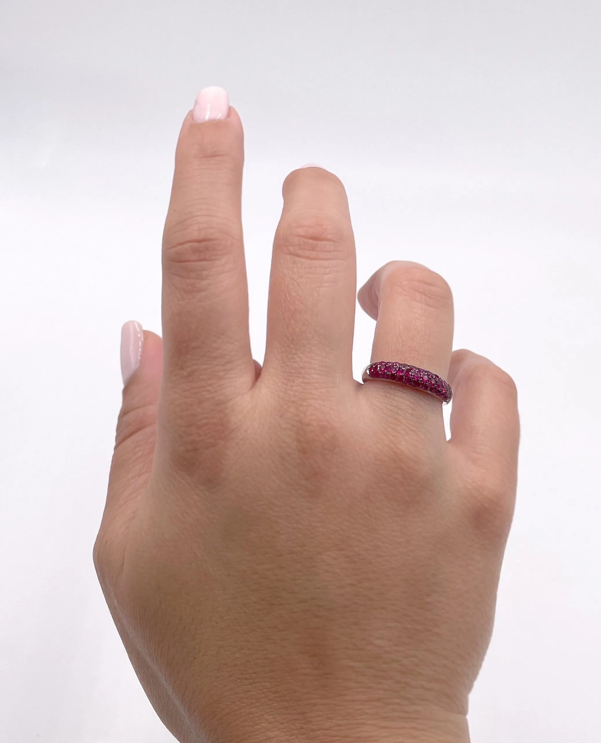 18K White Gold Pave Set Ruby Ring