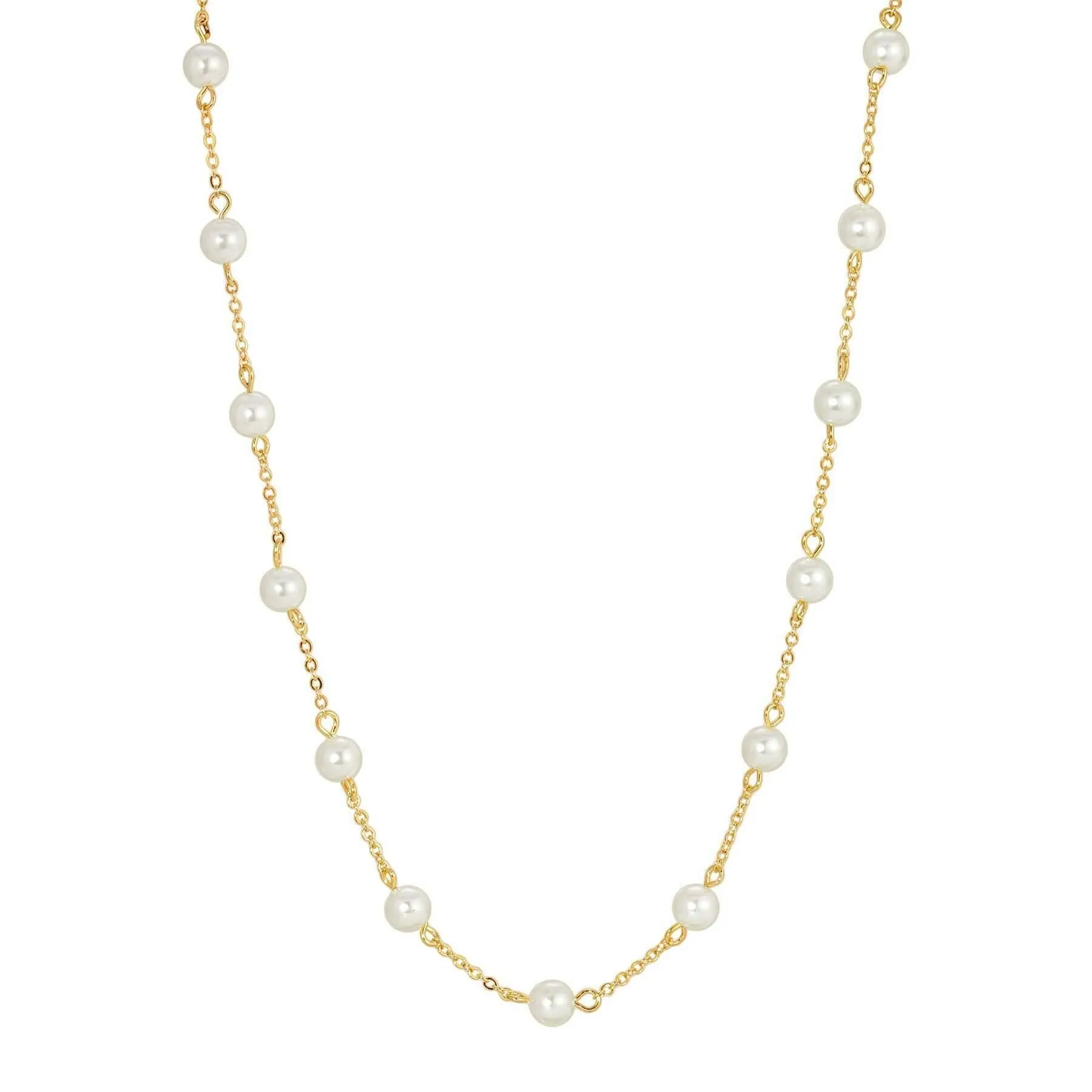 1928 Jewelry Faux Pearl Cable Chain Necklace 16"   3" Extender