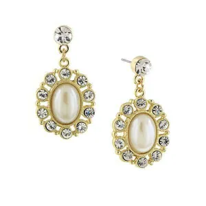 1928 Jewelry Faux Pearl Oval Drop Earrings