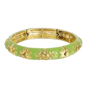 1928 Jewelry Floral Enamel Stretch Bracelet