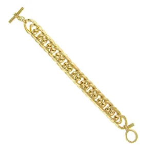 1928 Jewelry Gold Polished Cable Chain Toggle Bracelet