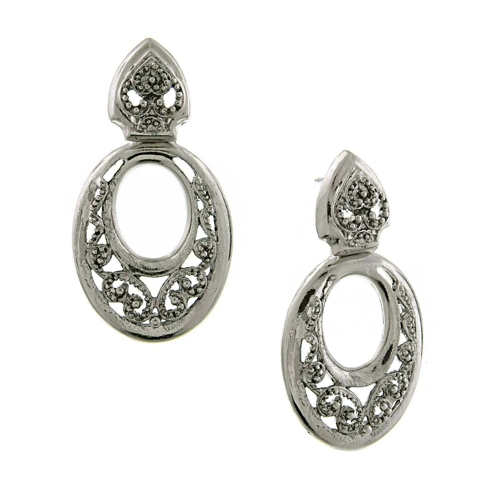 1928 Jewelry Lace Crescent Oval Post Drop Earrings