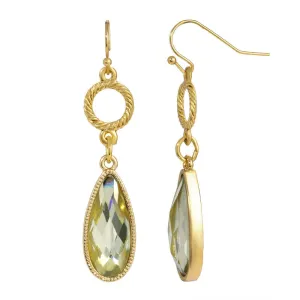 1928 Jewelry Round Ring & Crystal Teardrop Dangling Earrings