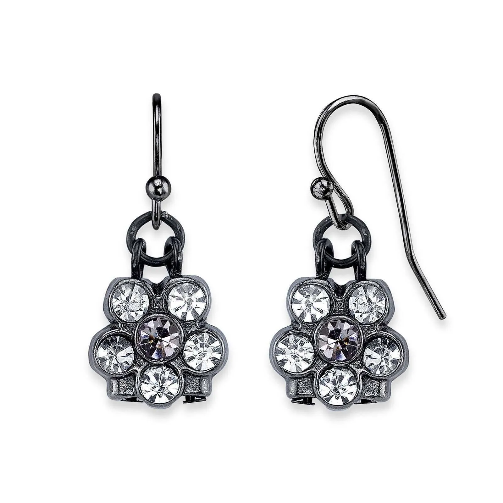 1928 Jewelry Six Crystal Flower Shaped Drop Earrings