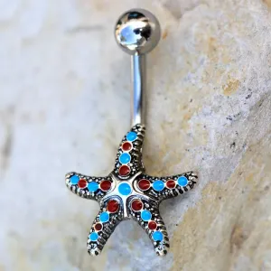 316L Stainless Steel Colorful Starfish Navel Ring