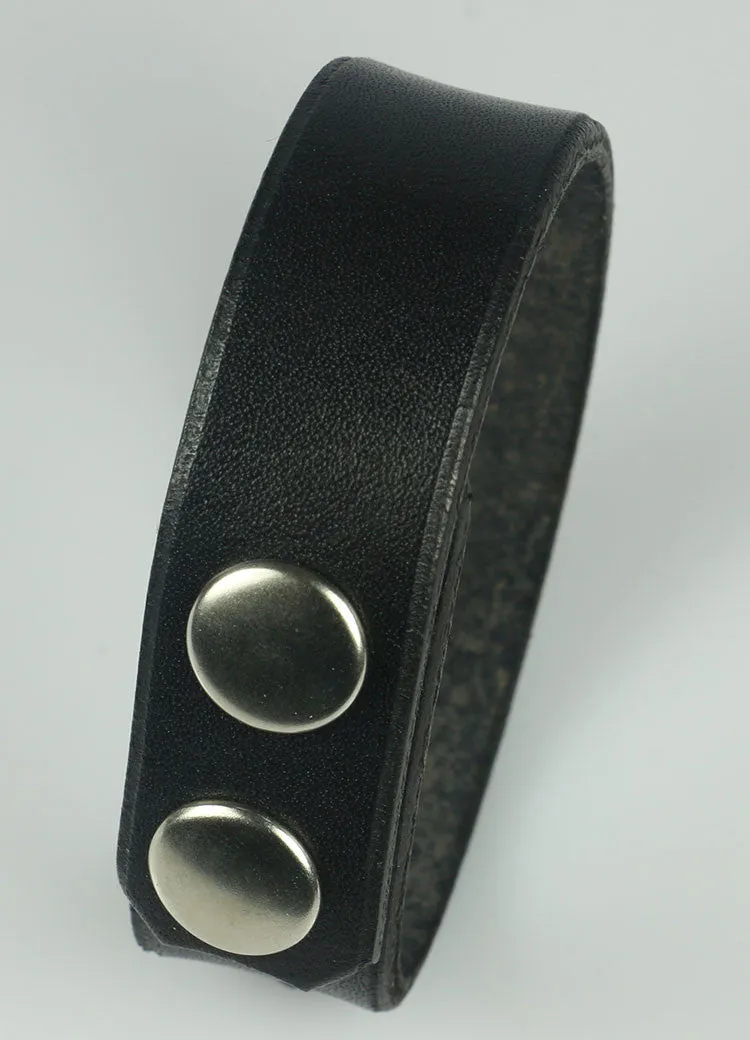 3/4" Wide Black Leather Bracelet