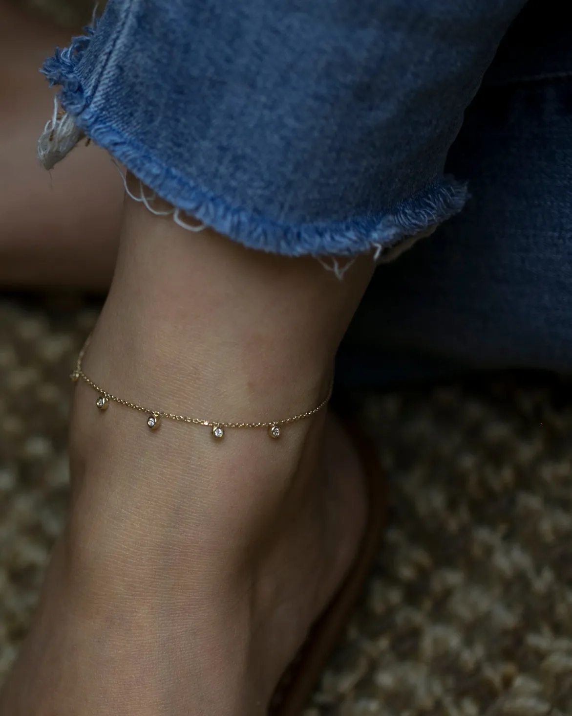 5 Bezel Charm Diamond Anklet