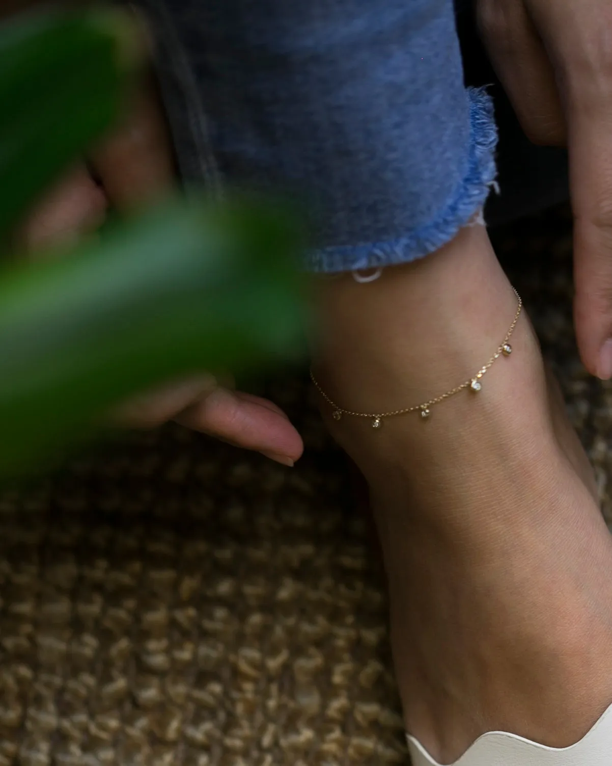 5 Bezel Charm Diamond Anklet