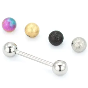 5 Piece Set 14G Sandblast Barbell with Loose Balls 5/8" Barbell Length