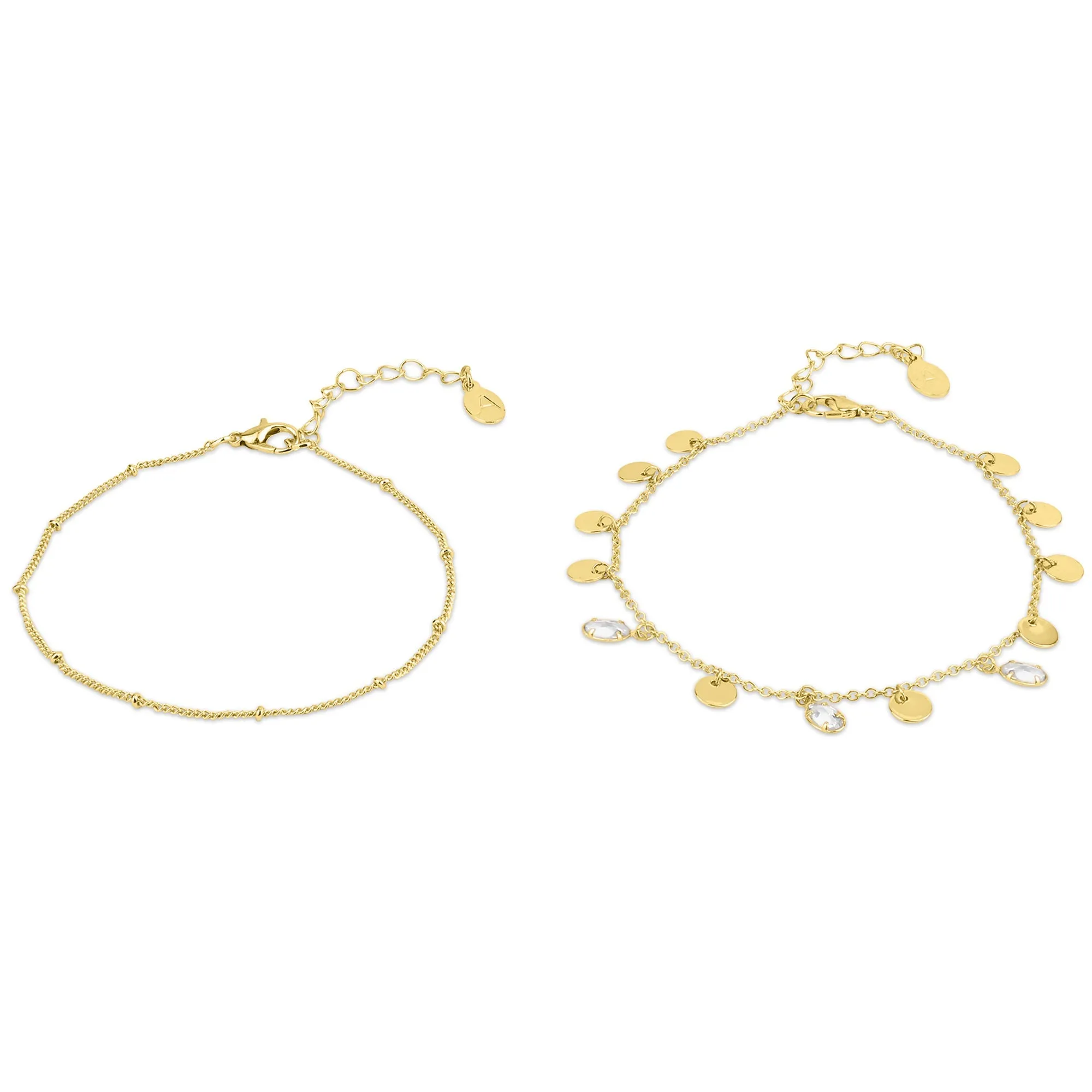 Accessorize London Women's Gold  Station Charm Anklets Pack Of 2