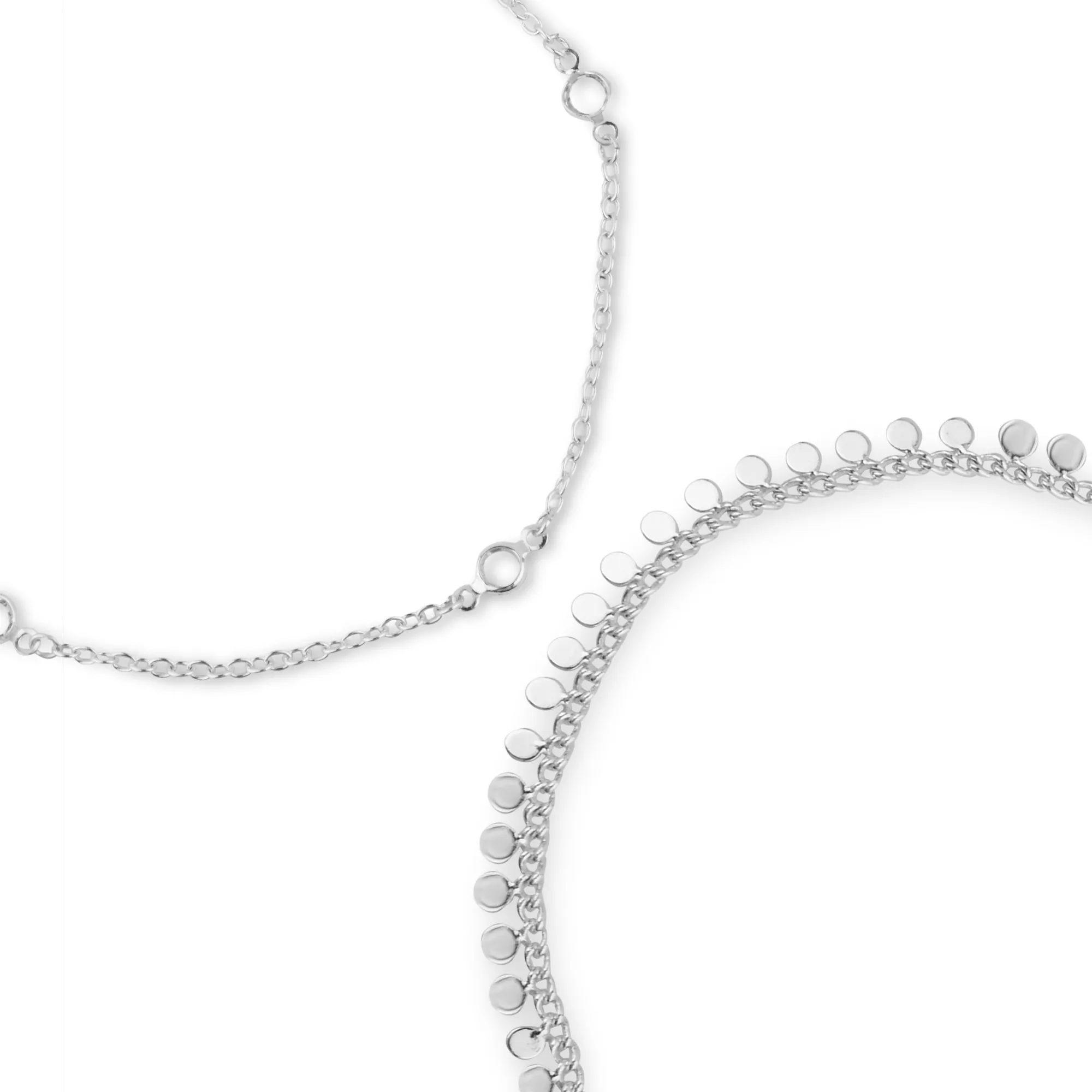 Accessorize London Women's Silver Sparkle And Disc Anklets Set Of Two