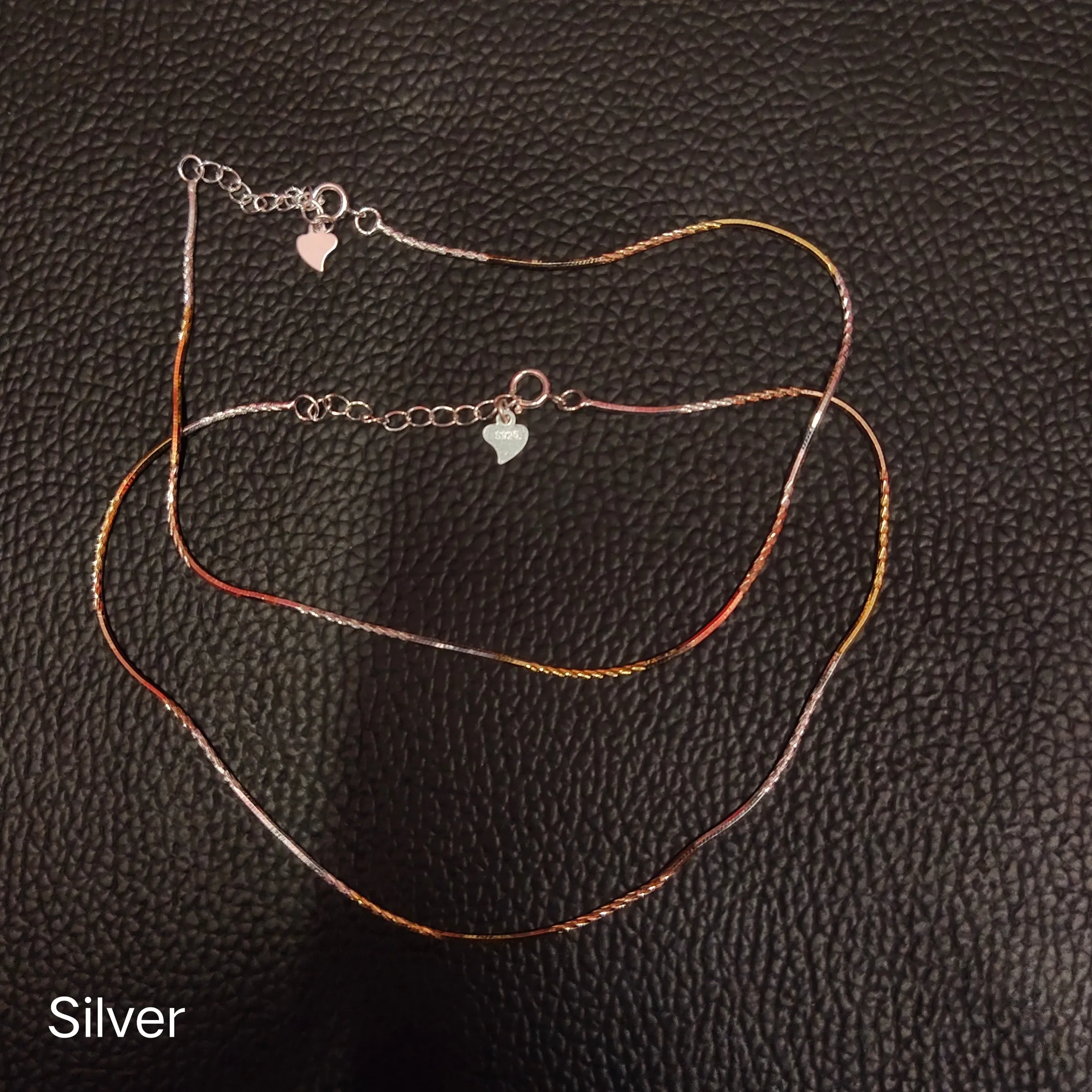 Asp 925 Silver Double Tone Thin Anklets