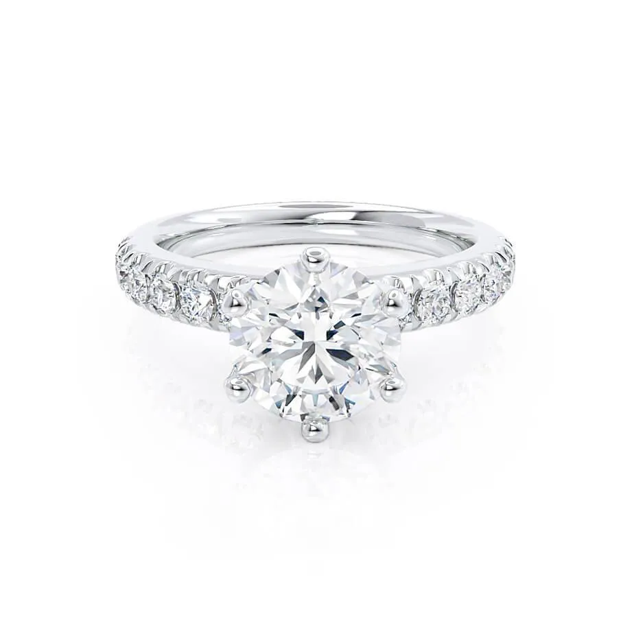 BELLE - Round Diamond Shoulder Set Platinum 950 Engagement Ring