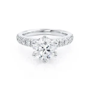 BELLE - Round Diamond Shoulder Set Platinum 950 Engagement Ring