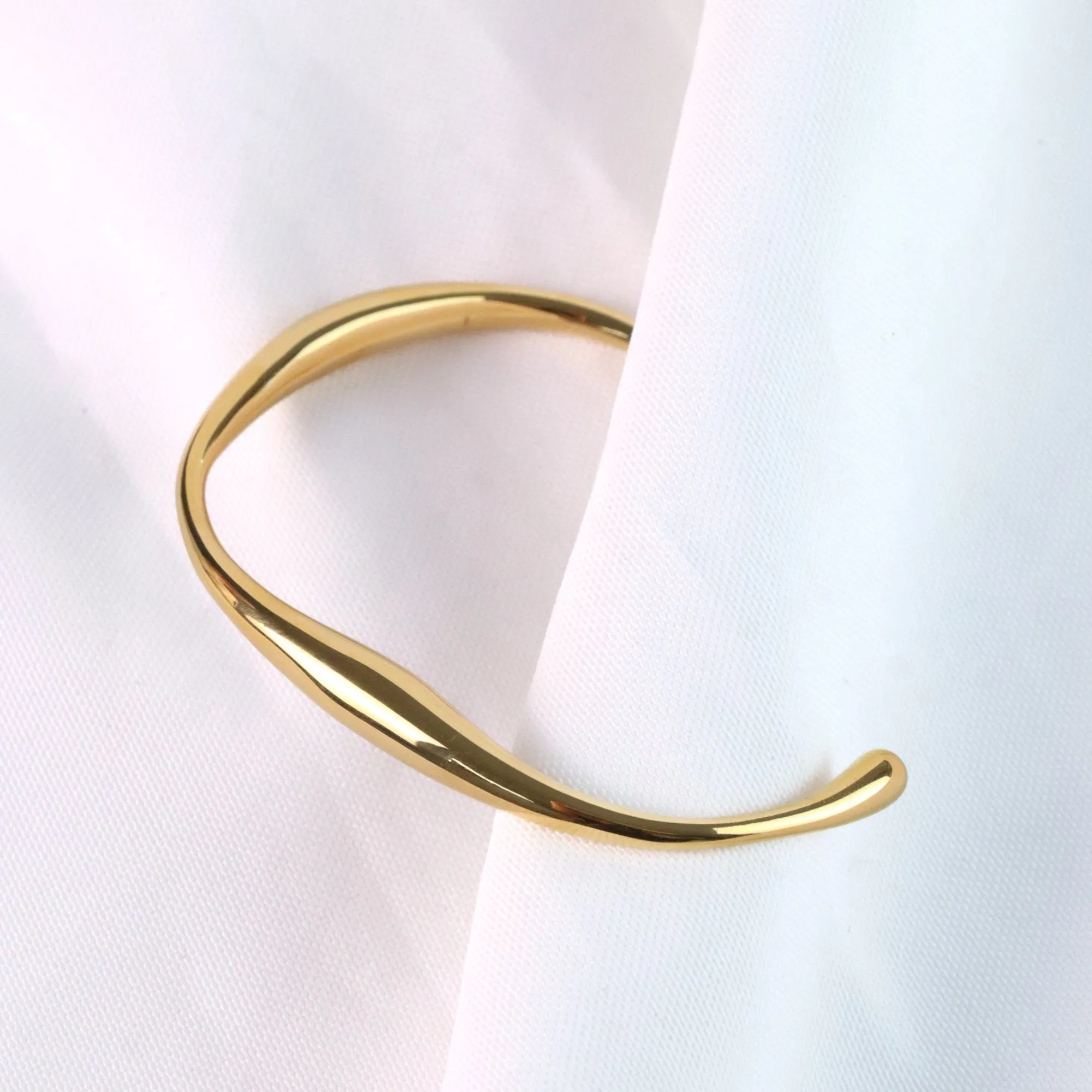 Blake | Stainless Steel 18K Gold Plated or Silver Asymmetrical Cuff Bangle