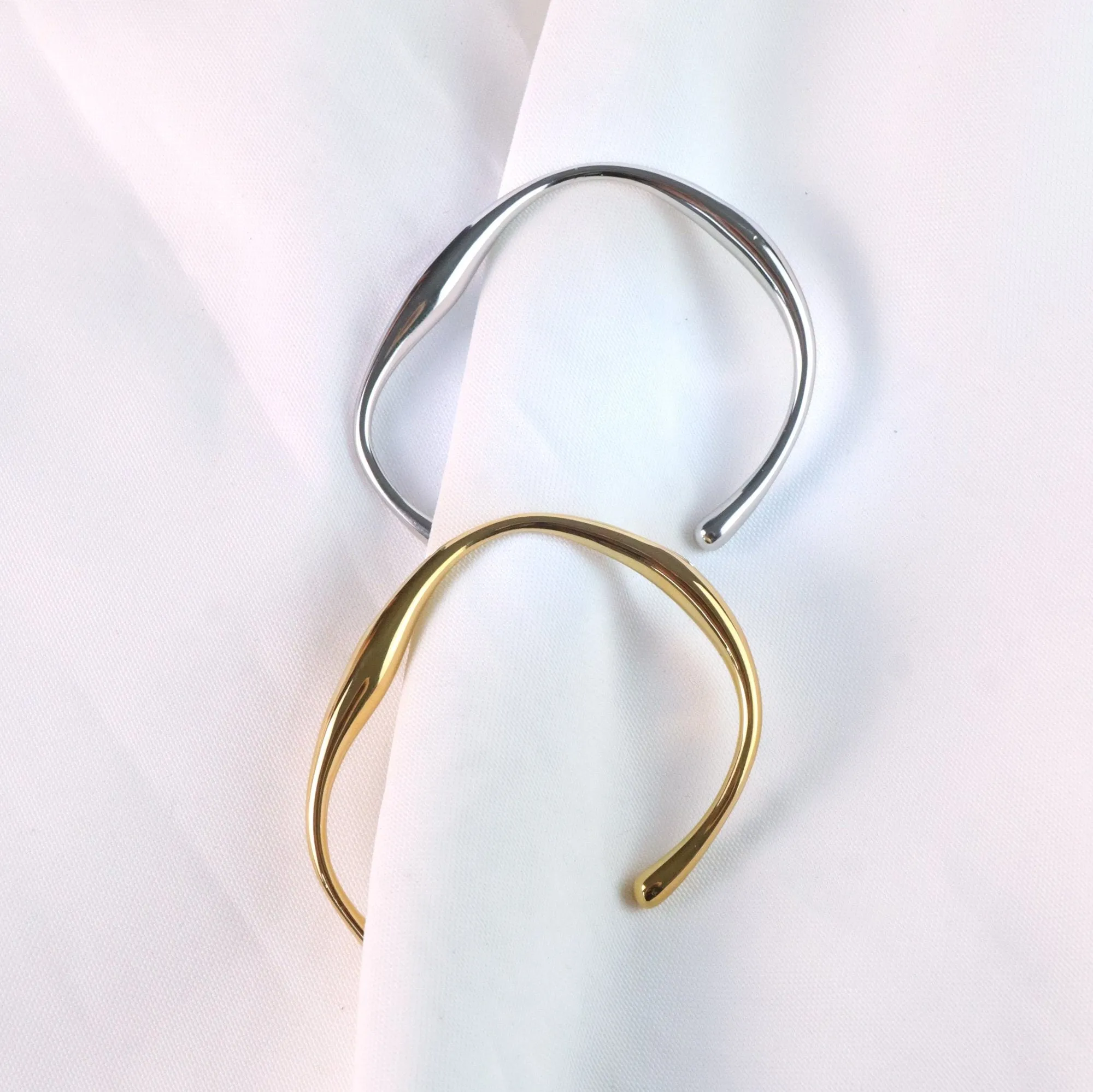 Blake | Stainless Steel 18K Gold Plated or Silver Asymmetrical Cuff Bangle