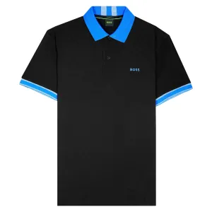 Boss 'Paddy' Contrast Collar Polo Shirt - Black