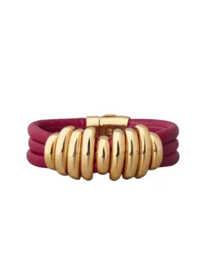 Bottega Veneta Gold-Plated Sterling Silver and NAPPA Lambskin Bracelet