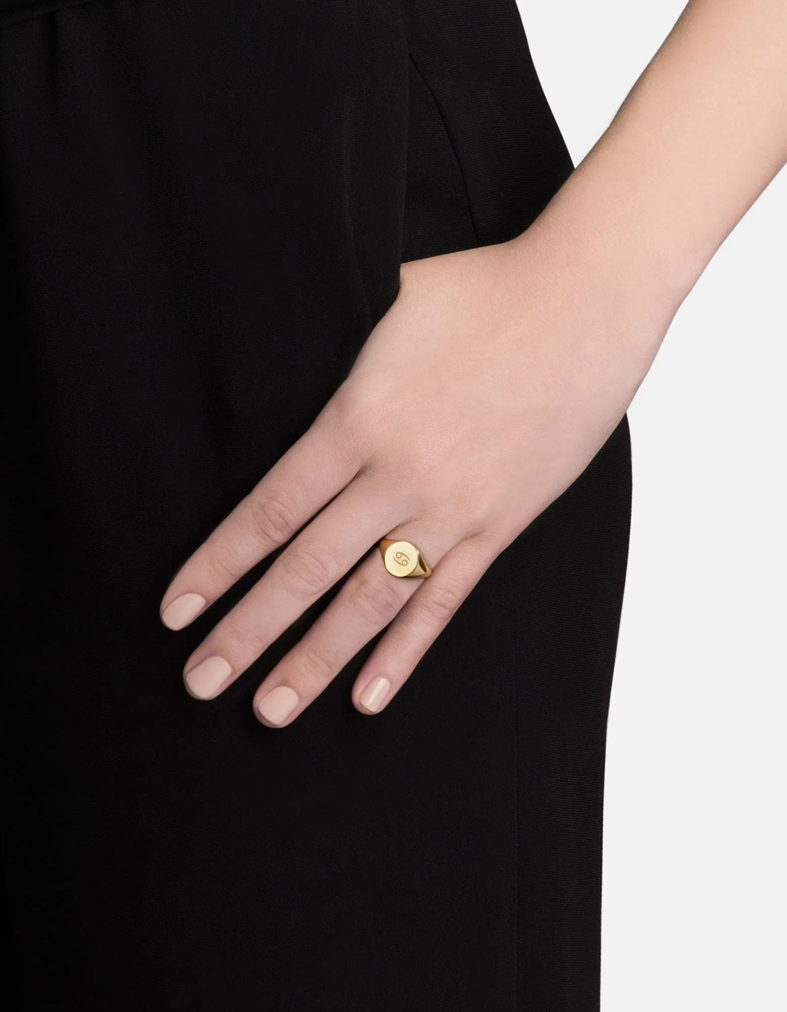 Cancer Astro Signet Ring, 14k Gold