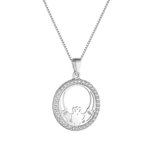 Circle Claddagh CZ Necklace