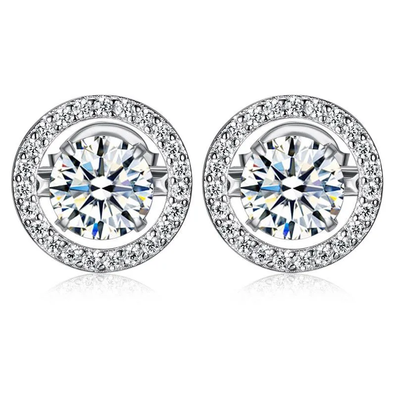 Classic Dancing Stone Stud Earrings