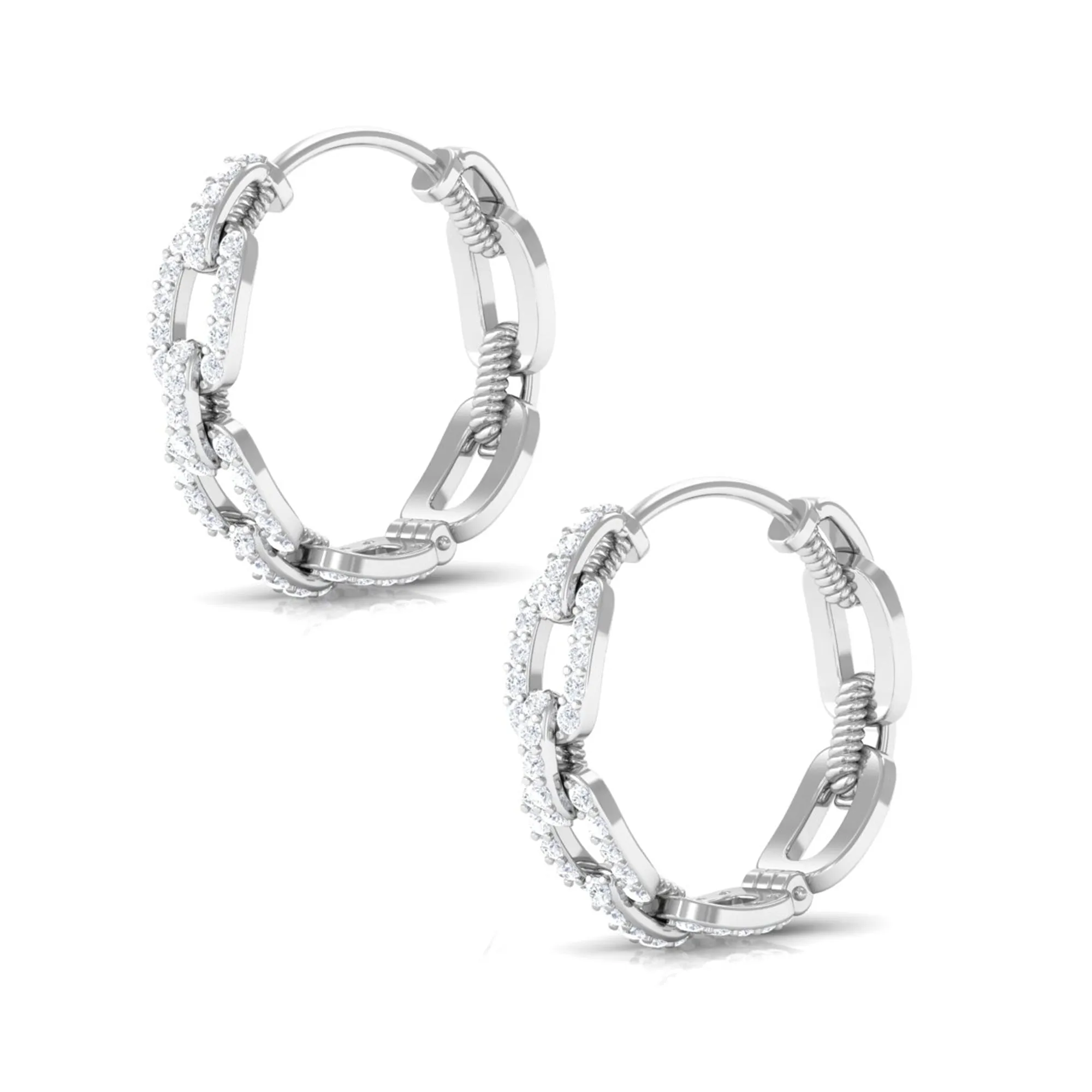 Classic Diamond Hinged Hoop Earrings