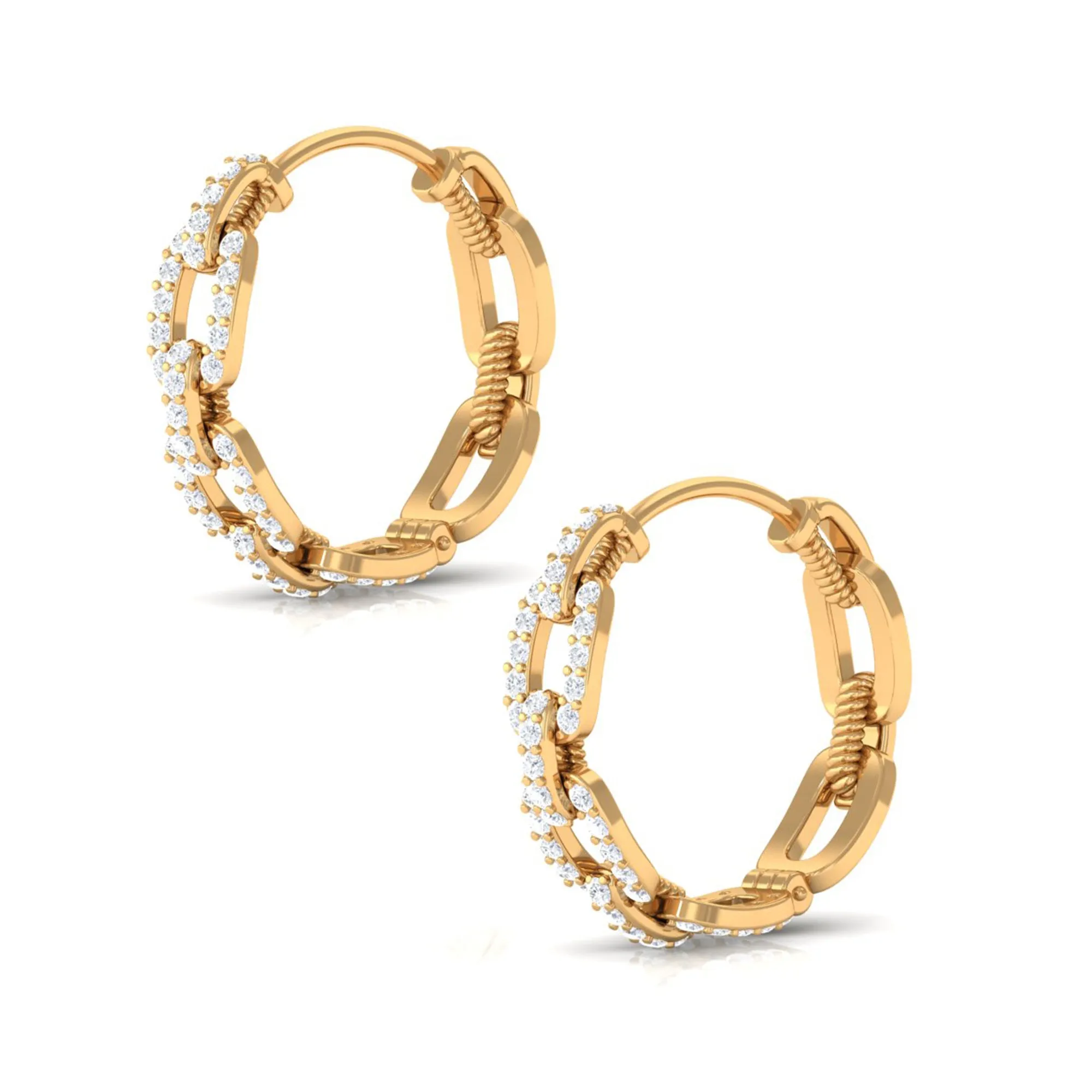 Classic Diamond Hinged Hoop Earrings