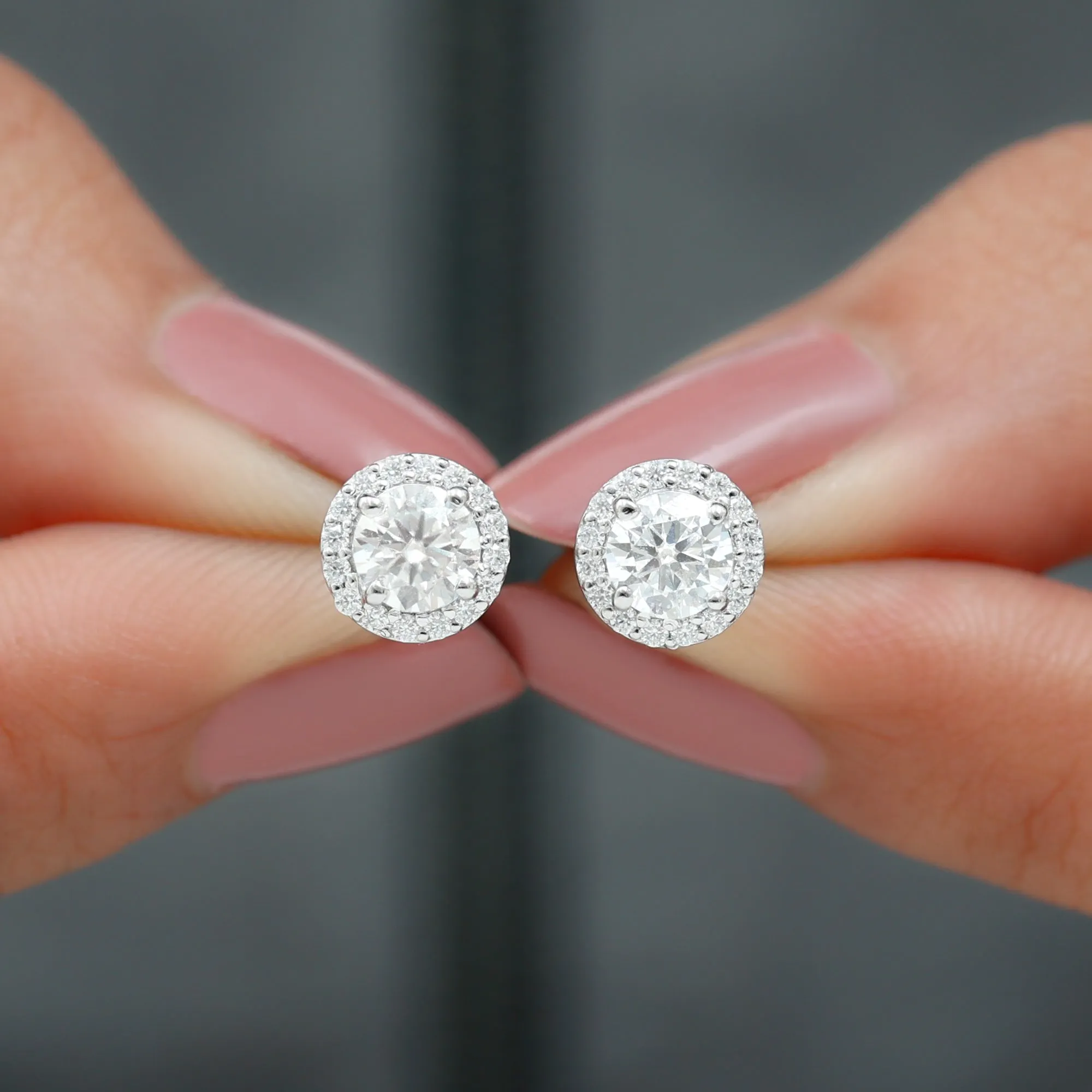 Classic Lab Grown Diamond Stud Earrings with Halo