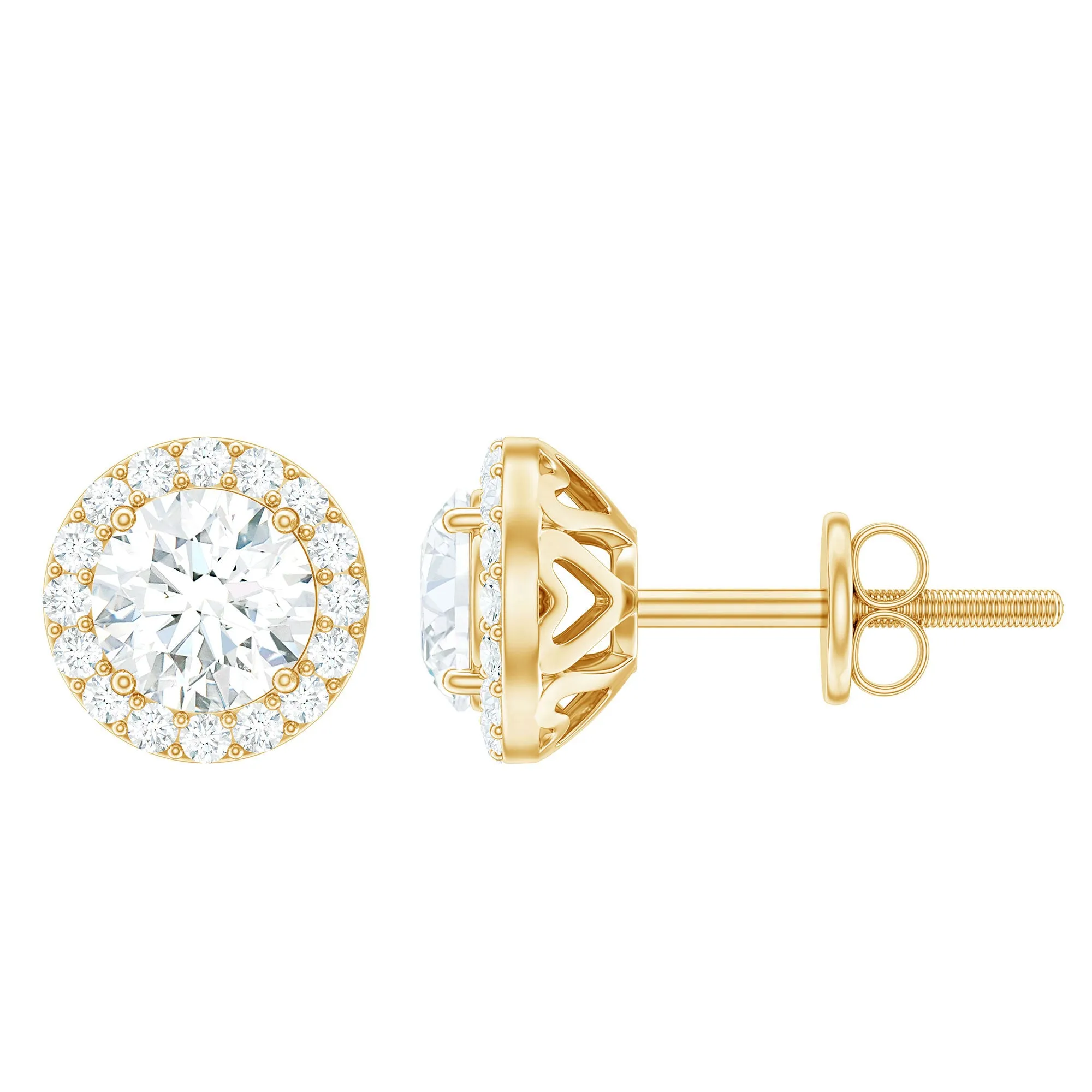 Classic Lab Grown Diamond Stud Earrings with Halo