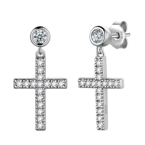 Classic Small Cross Drop Earrings Women Mens Jewelry Sterling Silver