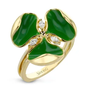 Clover Fashion Ring in 18k Gold with Diamonds