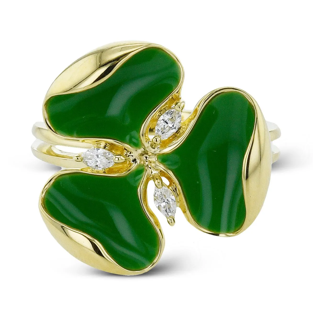 Clover Fashion Ring in 18k Gold with Diamonds