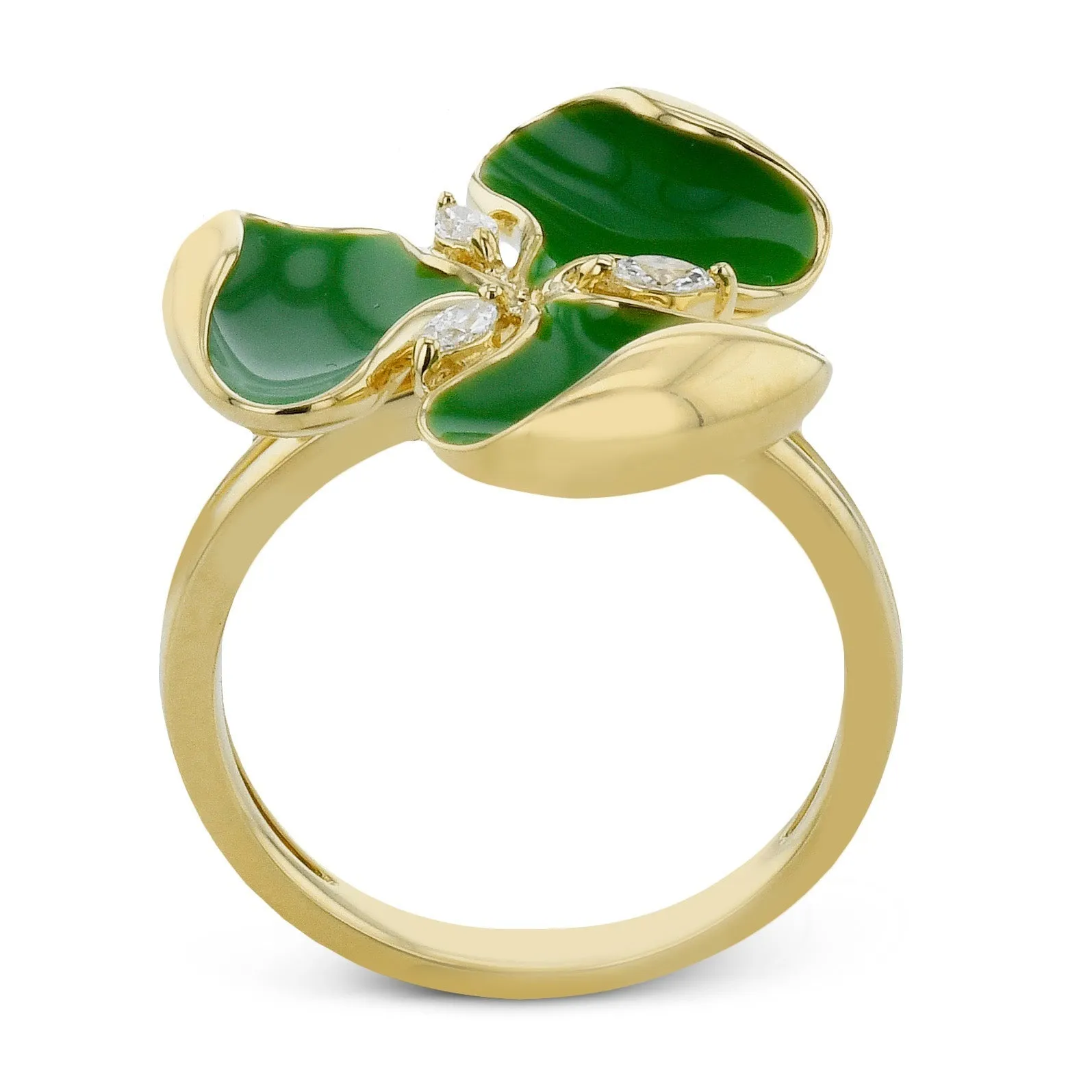 Clover Fashion Ring in 18k Gold with Diamonds