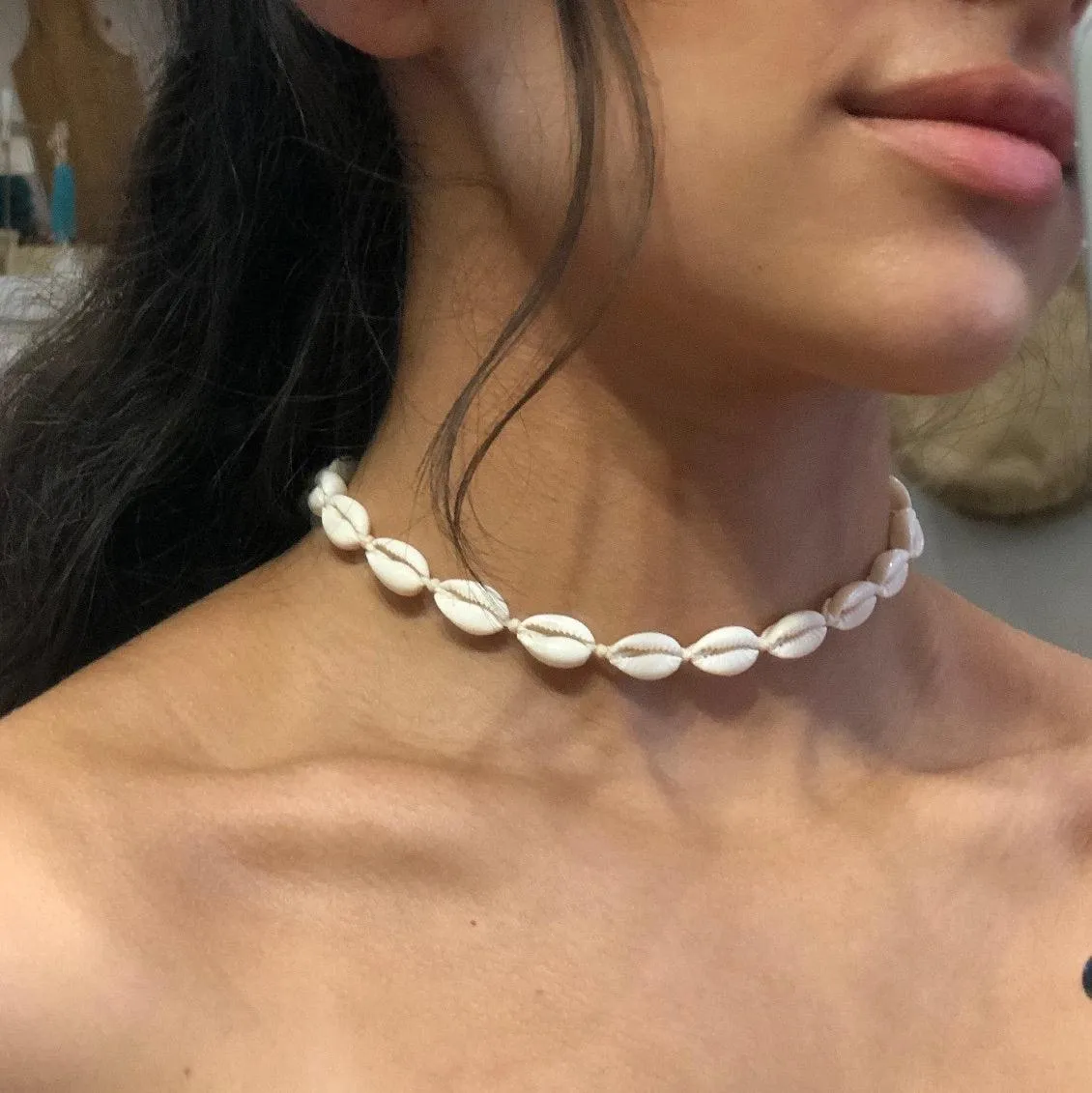 Cowry White Puka Shell Choker