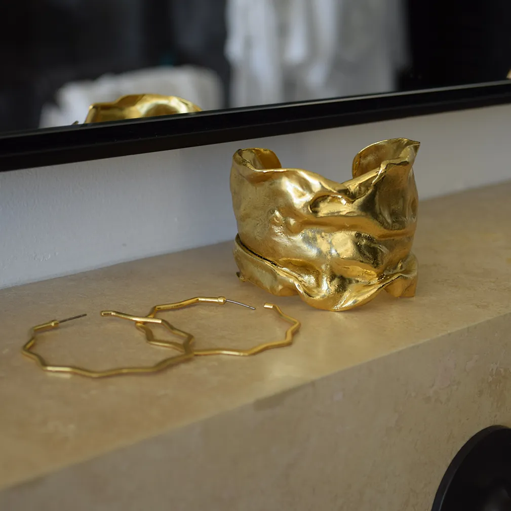 Crumpled foil cuff bracelet