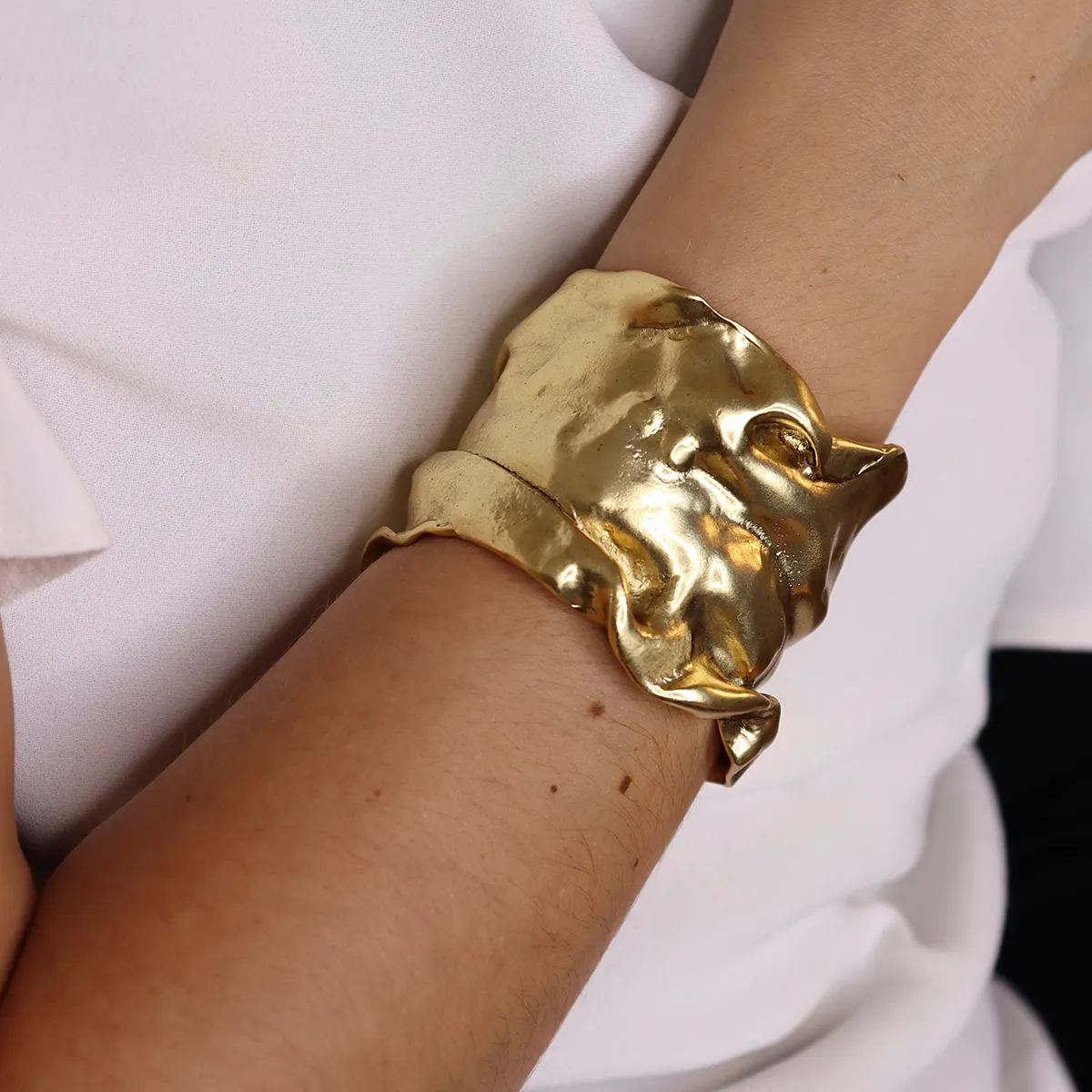 Crumpled foil cuff bracelet